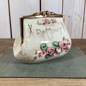 Vintage Stained Lefton Pin Money Ceramic Coin Purse Bank